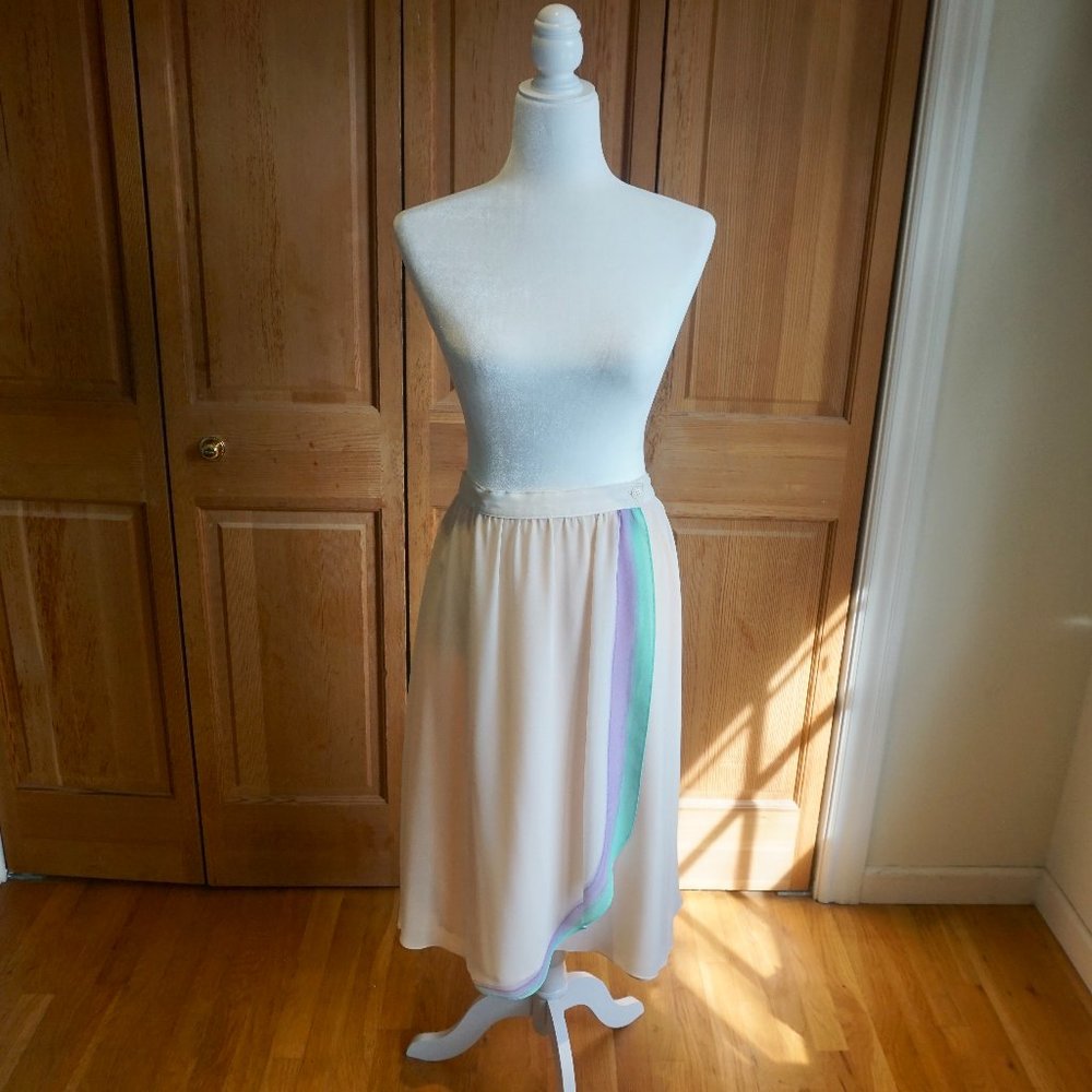 💚 VINTAGE ZIZI | BARBARA CHODOS Stripe Wrap Skirt - Picture 2 of 13